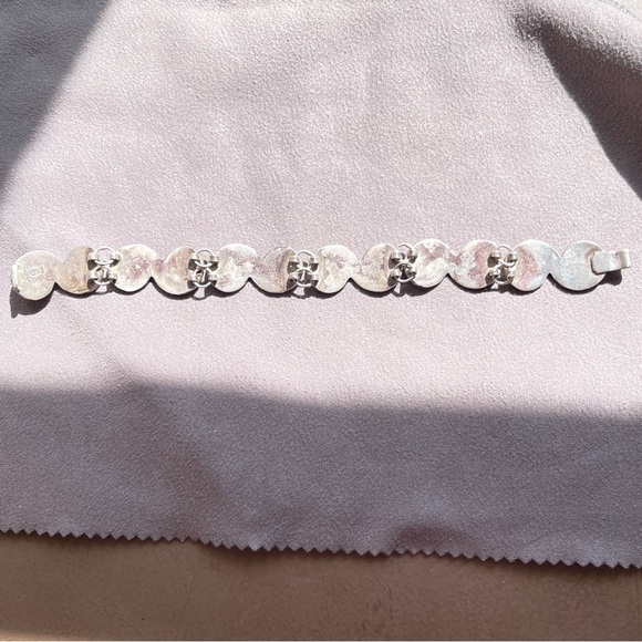 Vintage Taxco Signed Abalone S-Link Sterling Silver Bracelet - Picture 8 of 9